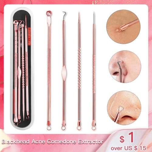 4pcs/set Blackhead Remover Needles Black Dots Acne Comedone Extractor Black Spot Pimple Pore Cleaner Face Skin Care Tool