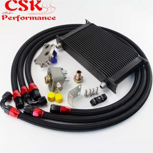 22 Row 248mm AN10 Oil Cooler Kit Fits For Nissan Silvia S13 S14 S15 180SX 200SX 240SX SR20DET Black/Silver
