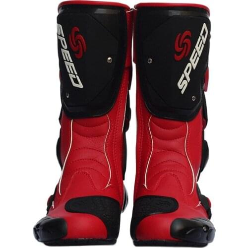 RED Women Motorcycle Motor Sports Protective Boot Motocross Dirt biker Cross-country Water Proof Leather Boots Shoe