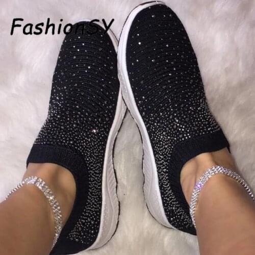 2021 NEW Women Sneakers shoes woman Spring crystal Vulcanize Shoes Comfortable female Casual flat Slip On Loafers Shoes