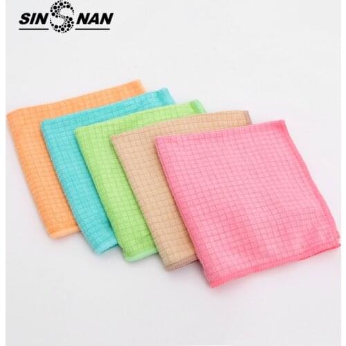 SINSNAN Microfiber Kitchen Accessories And Supplies Absorbent Dishcloth Towels Washing Glass/Floor/Car Bowl Cloth Small Grid Rag