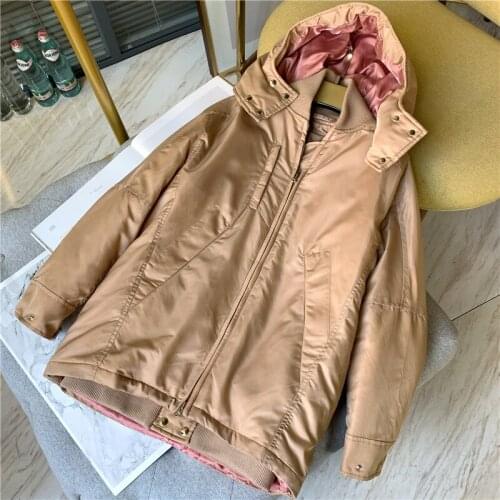 Detachable Hooded Cotton Padded Jackets Women Clothing 2021 New Solid Autumn Loose Coat Female Baseball Jacket Winter Parka