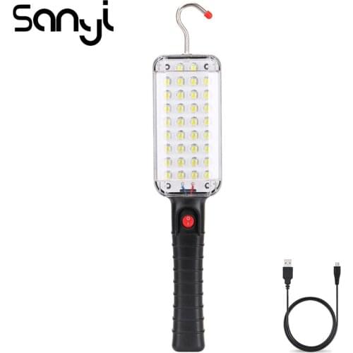 SANYI 34 LED Magnetic USB Rechargeable Working Light Built-in Battery Portable Lamp Flashlight Torch for Camping Hunting