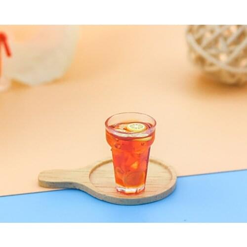 1Pcs 1/12 Dollhouse Miniature Accessories Mini Lemon Tea Model Simulation Drink Model Toys for Doll House Decoration