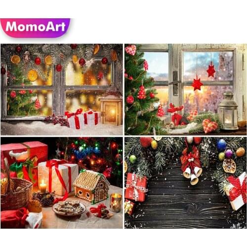 MomoArt Diamond Mosaic Christmas Full Drill Square Diamond Embroidery Landscape Needlework Mosaic 5D DIY Winter Handmade Gift