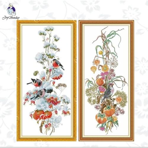 Joy Sunday Flowers Pattern Cross Stitch Kit11CT Printed Aida Fabric14CT Counted Canvas Embroidery Handmade Needlework Gifts Sets