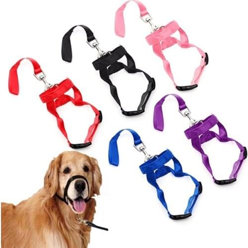 Nylon Dog Head Collar Dog Training Halter Pet Gentle Leader No Pain No Pull Control Training Leash Adjustable Harness Nose Reign