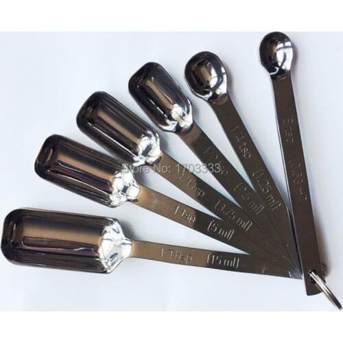2016 New Narrow Spice Measuring Spoons Nesting Set Of 6 Endurance Stainless Steel Free Shipping