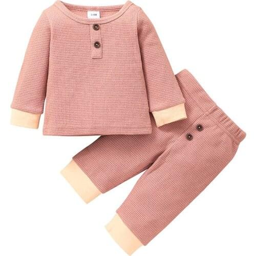 2021 New Infant Toddler Baby Boys Girls Clothing Set Long Sleeve T Shirt Pants Outfits Kids Autumn Spring Costumes 3-24M
