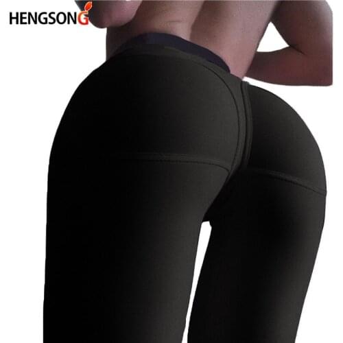 Solid Black Sports Legging Womens Compression Thigts Gym Workout Leggings Hip Push Up Stretch Yoga Pants