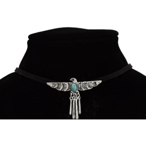 European Gothic Personality Choker Necklaces Collar Winged Eagle Pendant Velvet Bib Statement Necklaces Women Charming Jewelry