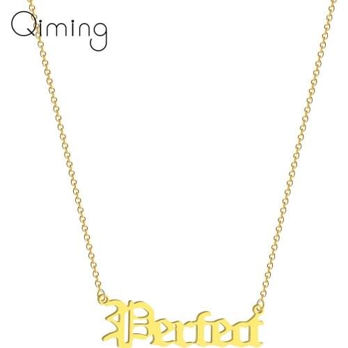 Handmade Perfect Letter Necklace For Women Girls Gold Color Old English Font Simple Pendants Necklaces Gift Dropship