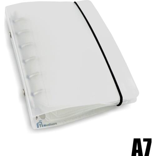 A7 Binder Planner Transparent Frosted Notebook Loose-leaf Binder 6Pcs 6-Hole Binder Zipper Clip Binder Pocket Cash Envelope PVC