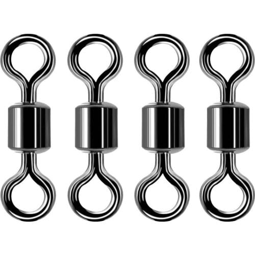 20PCS/lot Fishing Barrel Bearing Rolling Swivel Solid Ring LB Lures Stainless steel + copper Connector Fishing Accessories