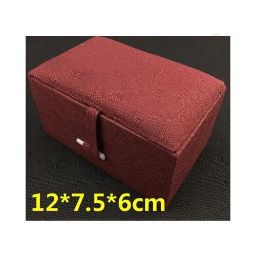 Plain Linen Rectangle Cotton Filled Jewelry Boxes Crafts Watch Stone Collection Bracelet Necklace Storage Case