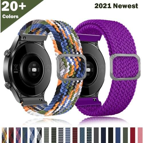 20mm/22mm band for Samsung Galaxy watch 3/active 2/46mm/42mm/Gear S3 Adjustable Braided Solo Loop Huawei watch GT/2/2e/Pro strap