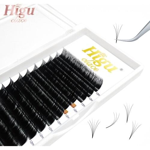 Higuclace Easy Fanning Eyelash Extension Volume Automatic-Flowering Fan Individual Flower Soft Lash Blooming Faux Mink Lashes
