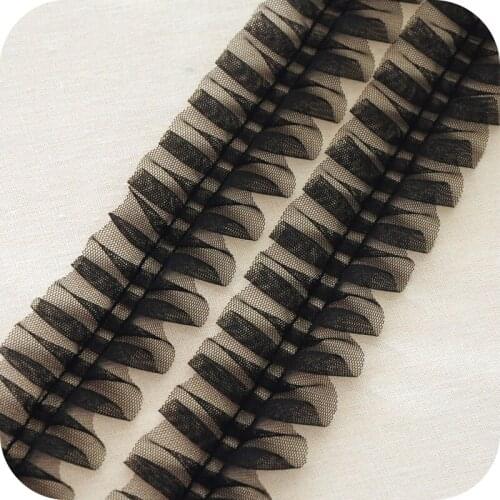 Mesh Pleated Lace Ribbons Length=10Meters Width=5cm DIY Apparel Sewing Fabric Handmade Crafts Supplies Lace Trimming Material