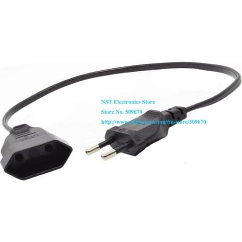 EU Power Adapter Cord, European EU 2Pin Male to Female Power Cable For UPS PDU About 50CM/Free Shipping/1PC