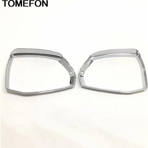 TOMEFON Exterior For Audi Q7 2016 2017 2018 Side Door Rearview Mirror Trim Frame Rain Shield Sun Visor Shade Round ABS Chrome
