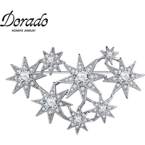 Dorado New Micro Inlay Cubic Zircon Star Brooches For Women Girl Collar Pin Brooch Fashion Clothing Jewelry Accessories 2020
