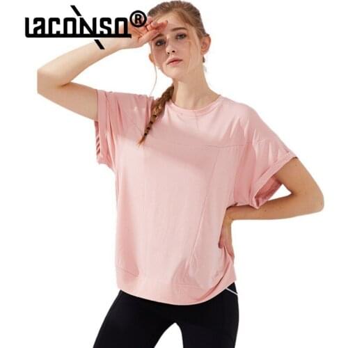 LACONSO Womens T-shirt Sports Top Polo Tank Jersey Runing Gym Yoga Fitness Sleeve Uniform Summer Angels Equipment Retro Train