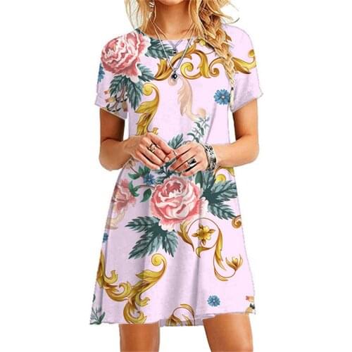 S-4XL Fashion New 3D Print Women Dresses Summer Casual Loose Princess Dress Plus Size O Neck Short Sleeve Soft Ladies Clothing