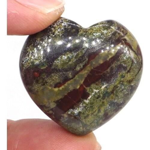 1.2" Puffy Love Heart Assorted Natural Dragon Bloodstone Crystal Hand Carving Reiki Healing Energy Chakra Gift