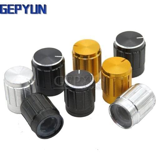 10pcs aluminum alloy 13*17mm potentiometer 13*17 knob rotation switch volume control knob black silvery Gepyun