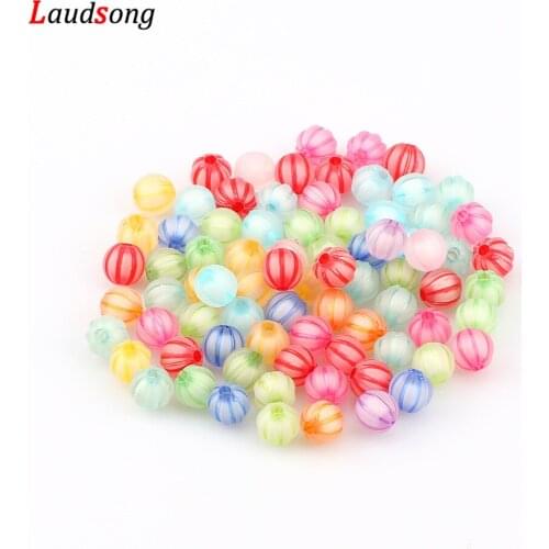 100pcs Mixed Color Frosted Acrylic Beads 8mm Round Loose Watermelon Spacer Beads For Jewelry Making Diy Necklace Bracelet