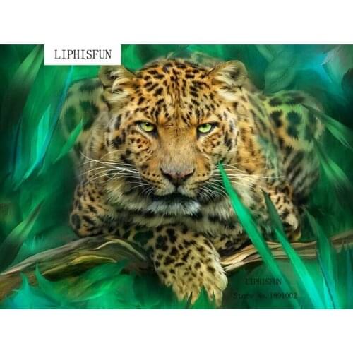 5D Full Drill Diy Diamond Painting Cross Stitch Leopard Square Resin Rhinestone Diamond Embroidery Unfinish Painting Home Decor