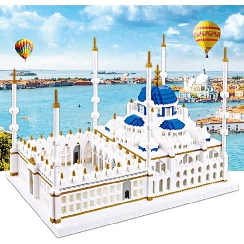 6580Pcs Blue Mosque Turkey Building Blocks DIY Educational Toys Famous Architecture Micro Bricks for Kids Adults