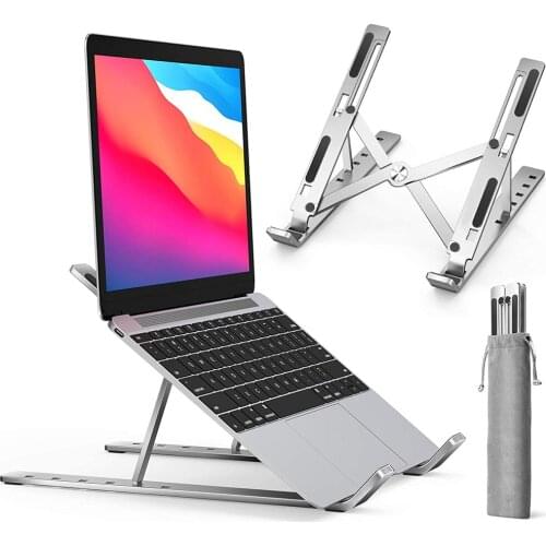 Laptop Stand Holder Riser Computer Tablet Stand, Adjustable Aluminum Ergonomic Foldable Portable Desktop Holder