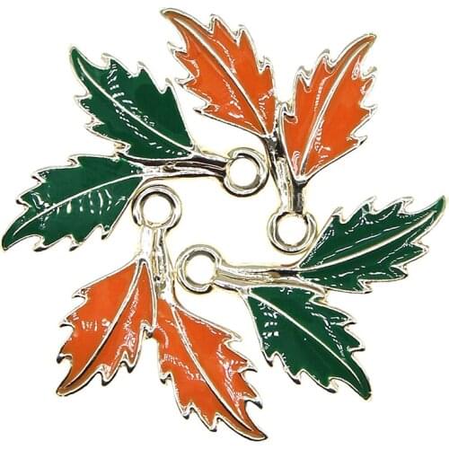 10pcs/lot 19*20mm Simple leaves Two colour Enamel Charms For DIY Fashion Earring Necklace Jewelry Making Finding Accessories New