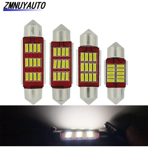 Festoon 10PCS 31mm 36mm 39mm 41mm C5W CANBUS NO Error Auto Light 12 SMD 4014 LED Car Interior Dome Lamp Reading Bulb White 12V