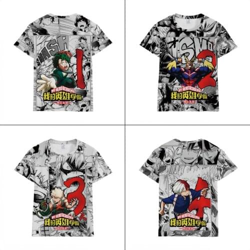 My Hero Academia Carttoon T shirt for Men/Women Summer Short Sleeve tshirt Anime Tees Tops Unisex Streetwear Cosplay T shirt