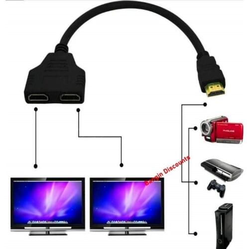 HDMI-compatible Splitter 1 Input Male To 2 Output Female Port Cable Adapter Converter 1080P Suitable For PS3 Game Console