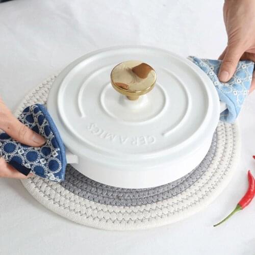 1pair Cotton Denim Oven Mitt for Hot Pans Pot Lids Gloves Anti-Scalding for Cooking and Baking Anti-scald Kitchen Organizer