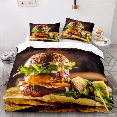 Delicious Fast Food Hamburger 3D Bedding Set Twin Full Queen King Pizza Printed Duvet Cover Set Comforter Cover Set Home Textile