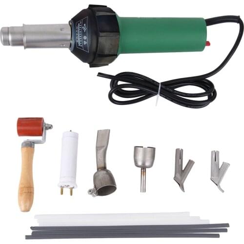1600W Hot Air Welding Machine Kit Plastics Heat-Welders Tool Set with Welding Speed Nozzle & Roller Rod Plastics Welding Machine
