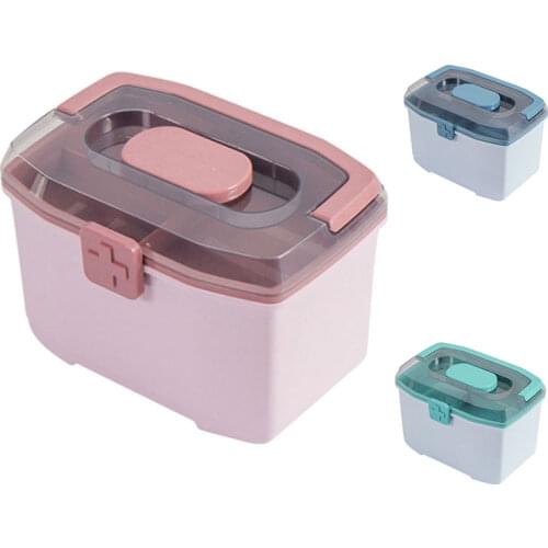 Medicine Box Plastic First Aid Kit Storage Box Large Capacity Family Emergency Sundries Organizer Cabinet with Handle