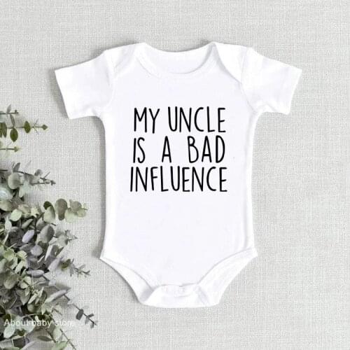 My Uncle Is A Bad Influence Baby Bodysuit Cotton Baby Pregnancy Announcement Onesie Summer Boys Girls Clothes Baby Shower Gift