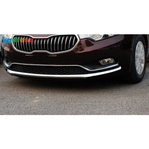 Front Bumper Cover Trim For Kia Forte Cerato K3 2013 2014 2015 2nd Ge ABS Chrome Head Bottom Bumper Strip Car Accessories 2pcs