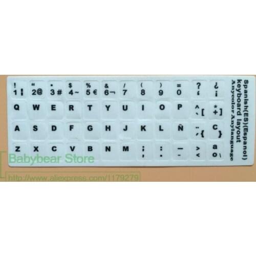 2pcs/lot White color Spanish Keyboard Stickers For Laptop/Desktop Computer Keyboard 10 11 12 13 14 15 17 20 22 24 34 inch PC