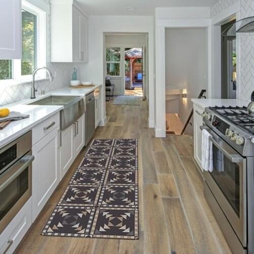 Anti-Slip Wooden Bohemian Door Mat Kitchen Carpet Geometric Plaid Floor Mar Doormat For Living Room Triangle Doormat Carpet