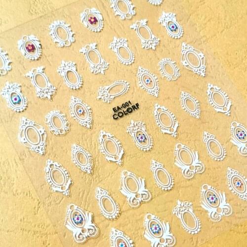 Newest EA series 001 jewelry design 3d nail sticker back glue nail decals DIY decoration for nail accessory