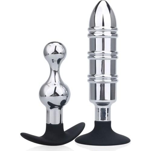 New hot design large size suction cup metal anal beads butt plug dildo SM insert sex toy for men women couple