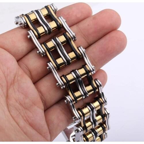 Huge Heavy Gold Silver 316L Stainless Steel Steel Motorcycle Bracelet Mens Punk Bicycle Chain Knight Jewelry Gift Wholesale