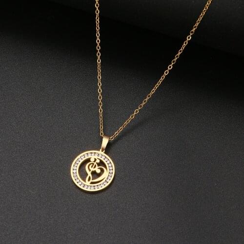 CACANA 316L Stainless Steel Chic Heart Note Necklace NEW Crystal Rhinestone Necklaces For Women Wedding Valentines Day Gifts