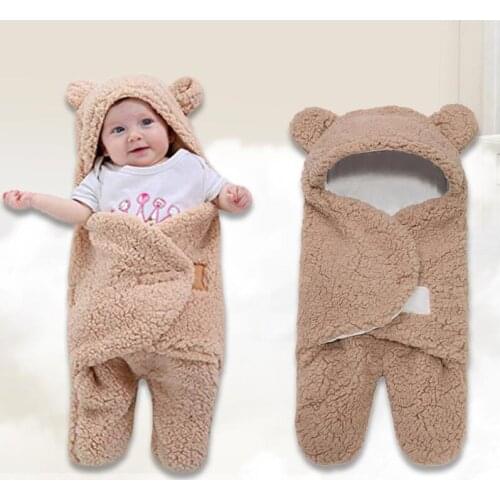 Newborn Sleeping Wrap Swaddle Baby Cotton Plush Boys Girls Cute Receiving Blanket Sleeping Bag Sleep Sack baby sleeping bag